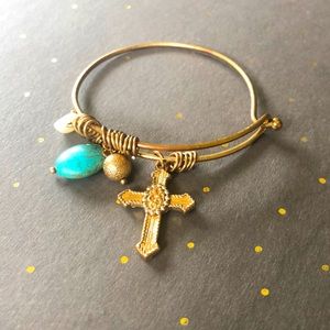 Gold Cross Charm Bracelet